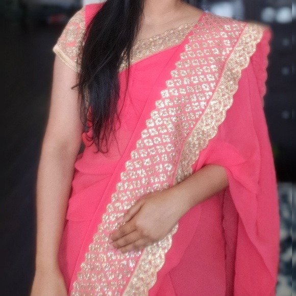 Indian Pakistani saree sari with blouse - Picture 8 of 8